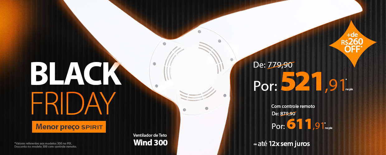 Black Friday Ventiladores de Teto Spirit com 3 pás