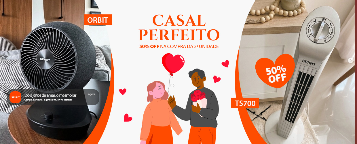 Ventiladores Portáteis até pela metade* do preço na Oferta Casal Perfeito SPIRIT