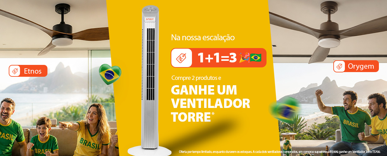 Ventilador de Teto de Madeira Real- Linha Contemporânea, na Copa SPIRIT Ganhe um Ventilador Torre!*