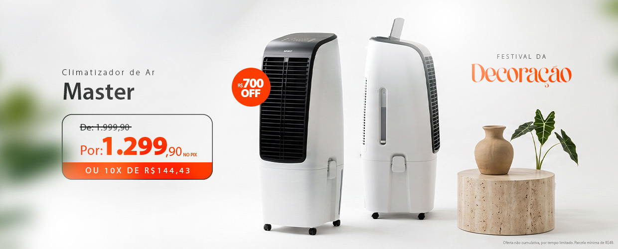 Climatizador de Ar com 25% de Desconto ou 15% em 10X Sem Juros!*