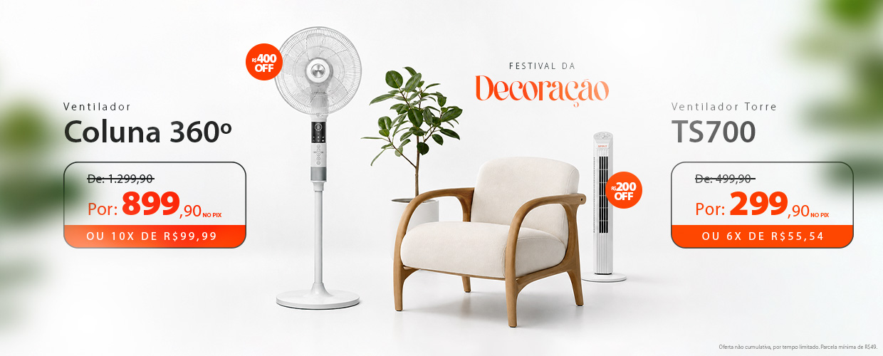 Ventiladores Portáteis com 25% de Desconto ou 10X Sem Juros!*