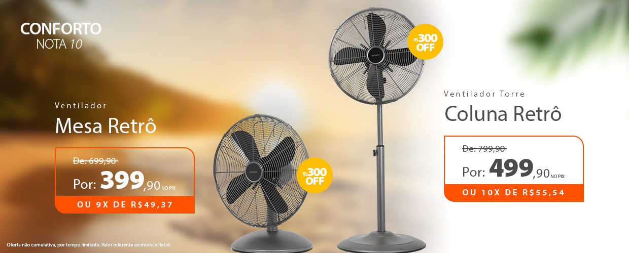 Ventiladores Retrô com até 33% de Desconto*
