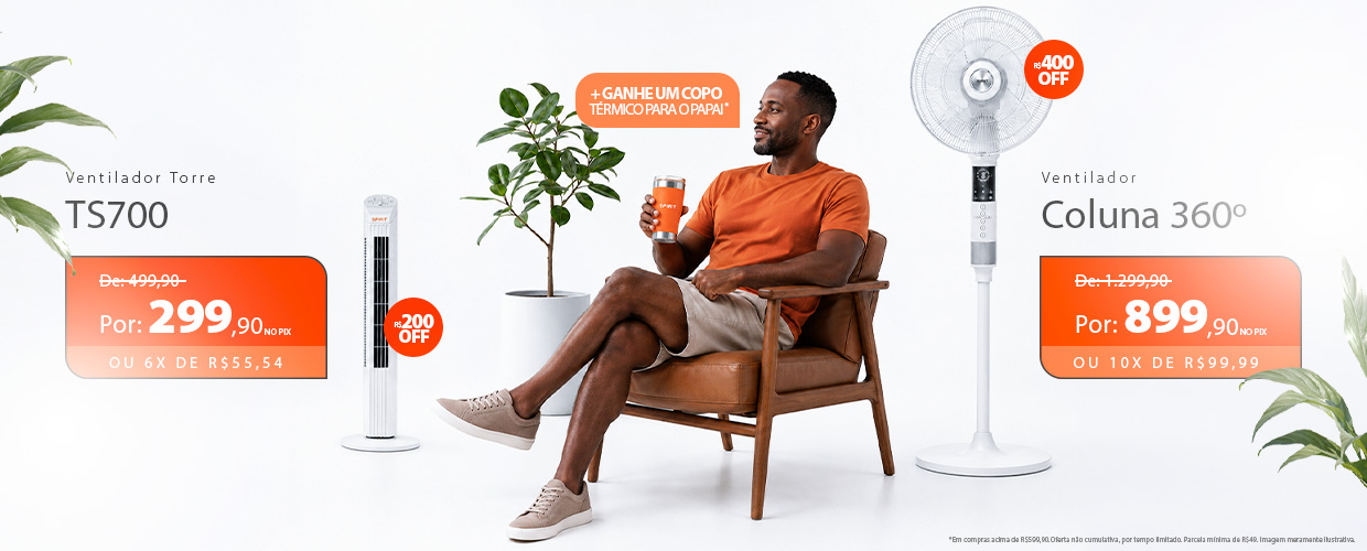 Ventiladores Portáteis com 20% de Desconto no PIX ou 10%OFF em 10X Sem Juros + Presente de graça pro papai na sua compra!*