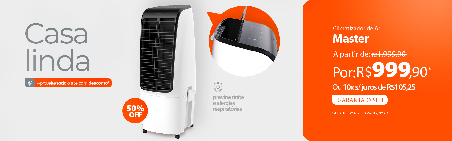 Climatizador de Ar SPIRIT com até 50% OFF para sua Casa Linda*