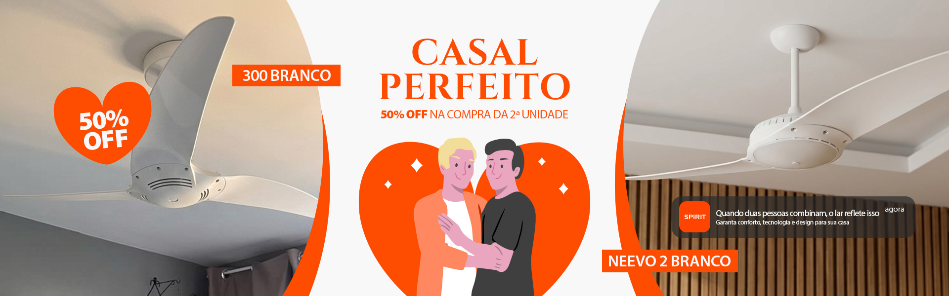 Ventilador de Teto SPIRIT com até 50% de Desconto na Segunda Unidade: Casal Perfeito!