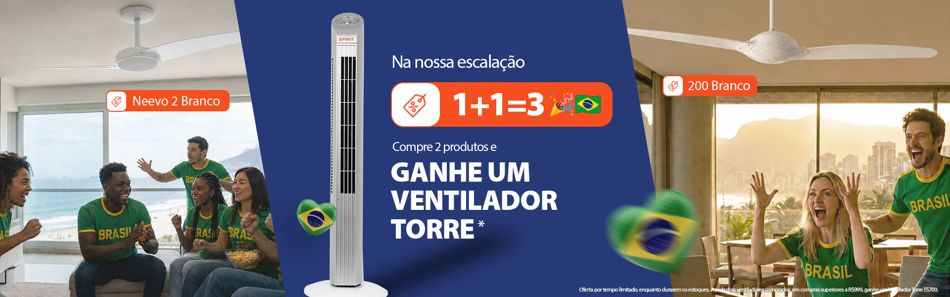 Ventilador de Teto, na Copa SPIRIT Ganhe um Ventilador Torre!*