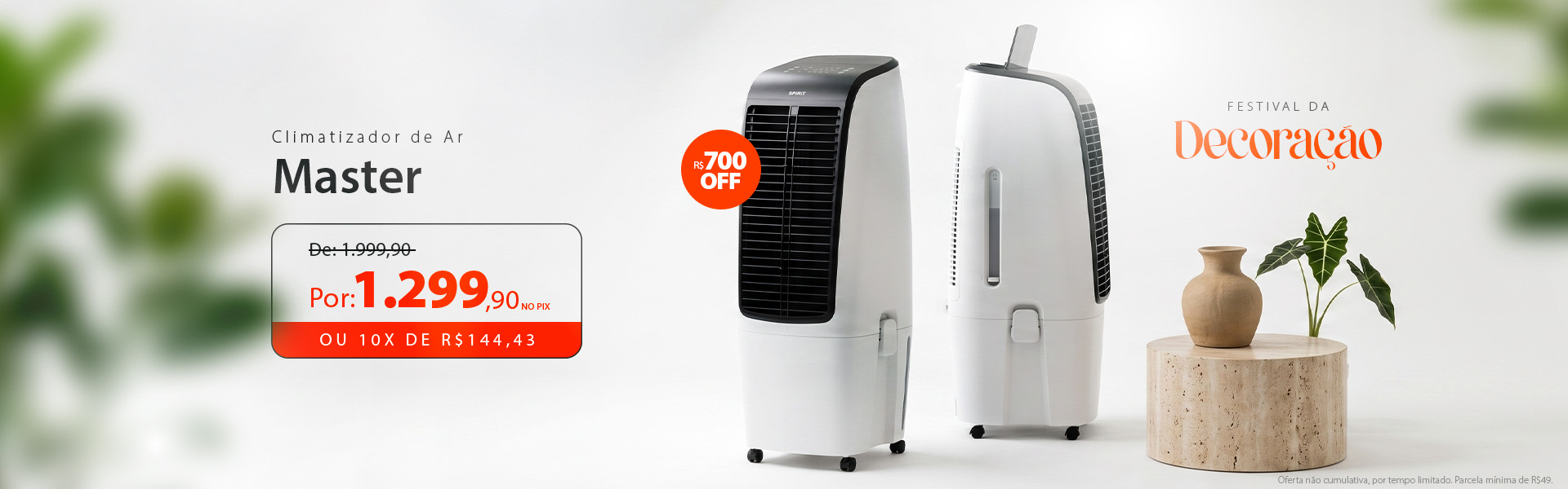 Climatizador de Ar com 25% de Desconto ou 15% em 10X Sem Juros!*