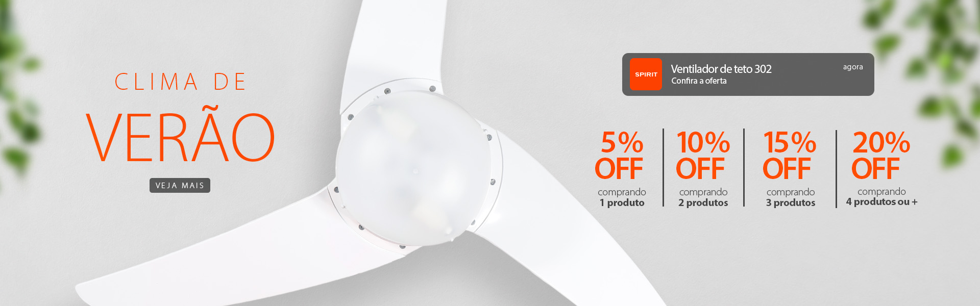 Ventilador de teto Três Pás com Descontos Progressivos até 20% OFF!*