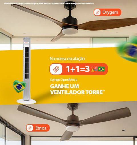 Ventilador de Teto de Madeira Real- Linha Contemporânea, na Copa SPIRIT Ganhe um Ventilador Torre!*