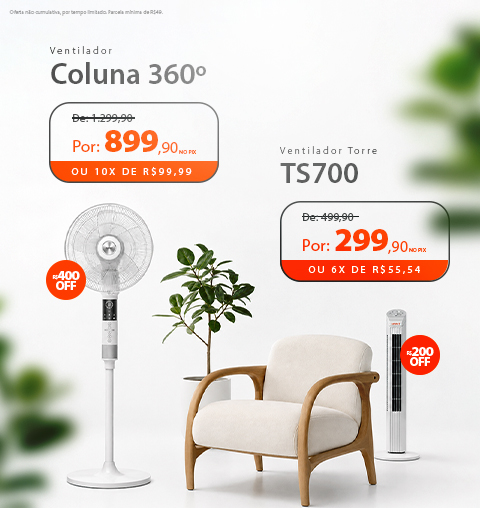 Ventiladores Portáteis com 25% de Desconto ou 10X Sem Juros!*