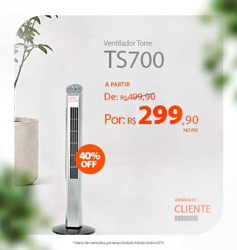 Ventiladores torre com descontos incríveis na Quinzena do Cliente SPIRIT!*